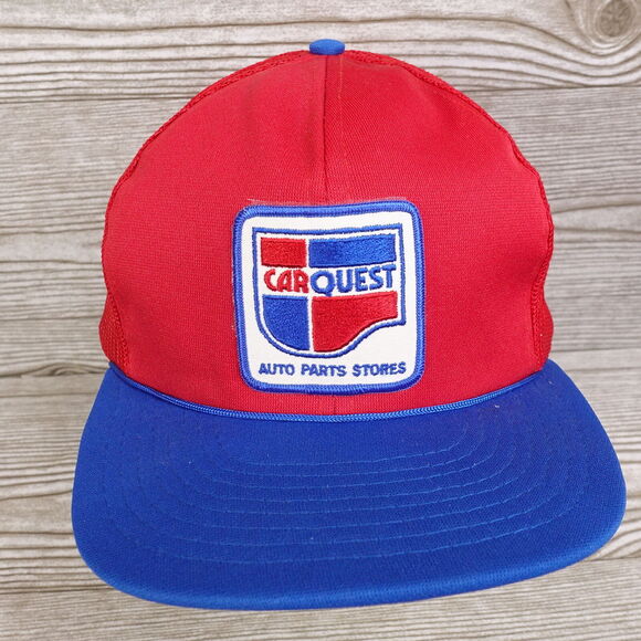 VINTAGE CAR QUEST AUTO PARTS STORE RED BLUE SNAPBACK HAT CAP - Picture 1 of 9